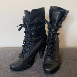 Aldo Lace Up Heeled Combat Booties, size 8